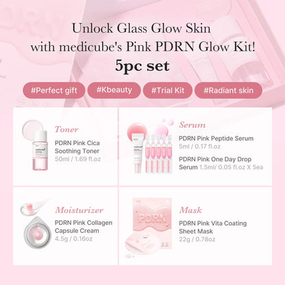 Medicube Salmon DNA PDRN Trial Kit – Glass Glow Mini Skincare Set with Toner, Serum & Sheet Mask